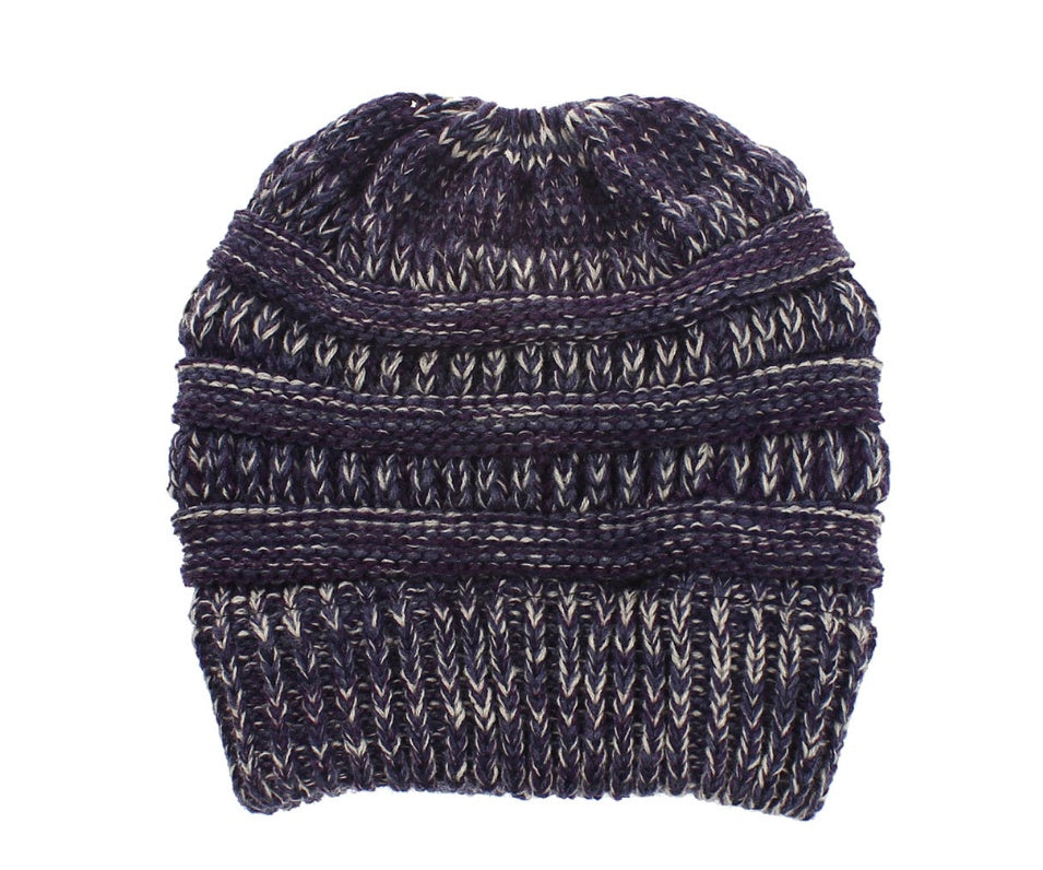 Gorro de Lana Tejido con Abertura para Coleta – Multicolor