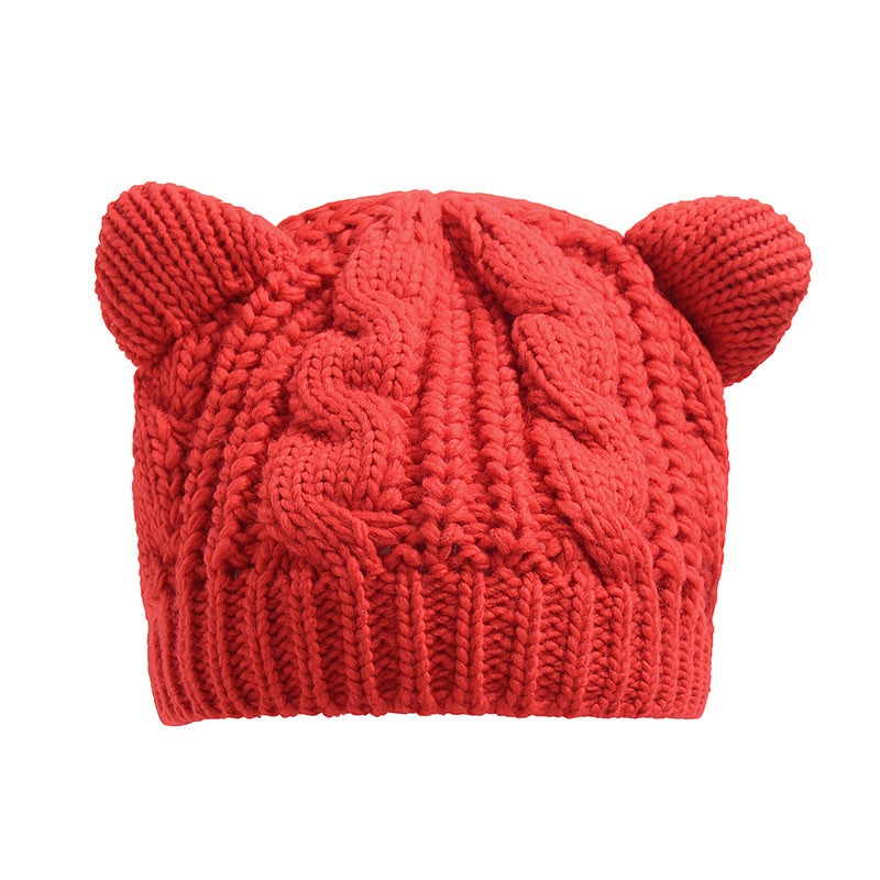 Gorro Beanie Tejido con Orejas de Gato 3D – Hecho a Mano