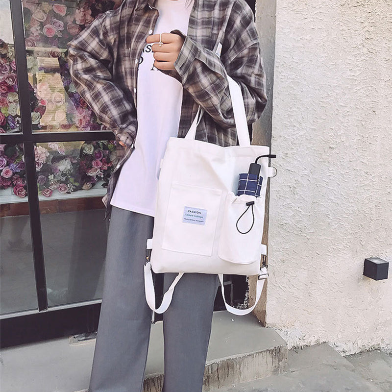 Bolsa Canvas Harajuku – Mochila Escolar con Bolsillos para Mujer