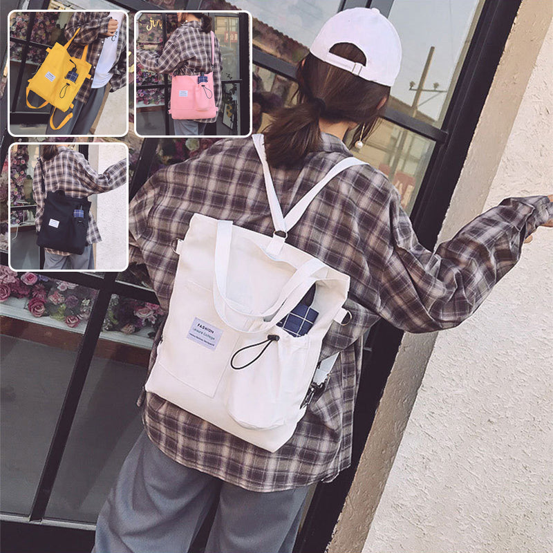 Bolsa Canvas Harajuku – Mochila Escolar con Bolsillos para Mujer