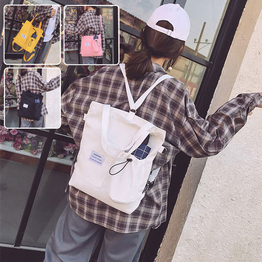 Bolsa Canvas Harajuku – Mochila Escolar con Bolsillos para Mujer