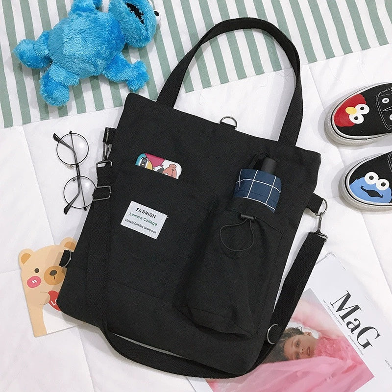 Bolsa Canvas Harajuku – Mochila Escolar con Bolsillos para Mujer