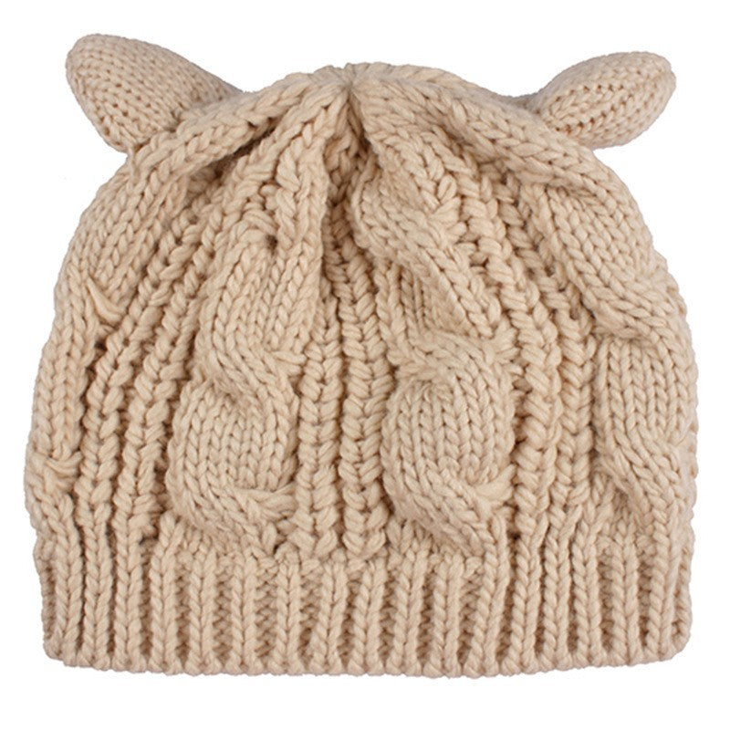 Gorro Beanie Tejido con Orejas de Gato 3D – Hecho a Mano