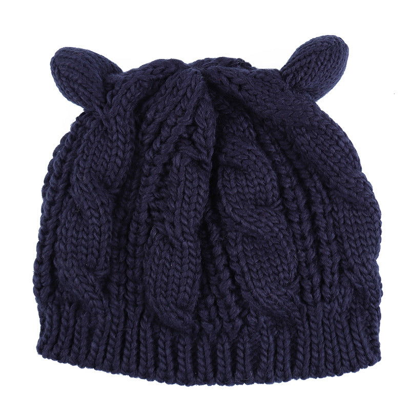 Gorro Beanie Tejido con Orejas de Gato 3D – Hecho a Mano