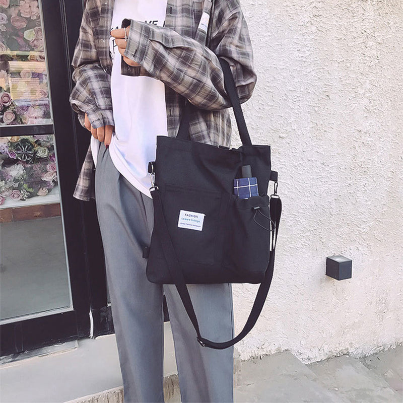 Bolsa Canvas Harajuku – Mochila Escolar con Bolsillos para Mujer