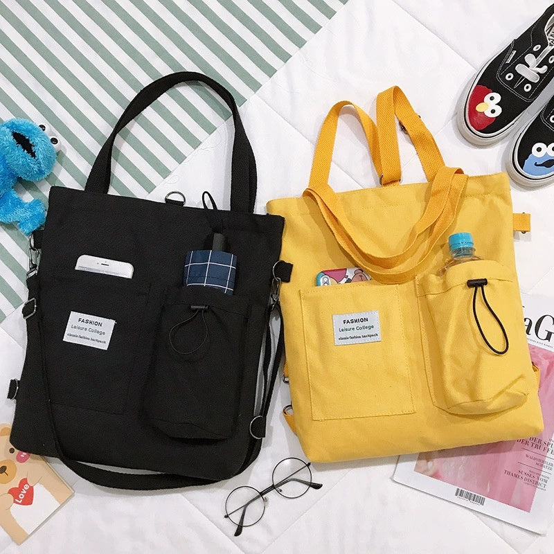 Bolsa Canvas Harajuku – Mochila Escolar con Bolsillos para Mujer