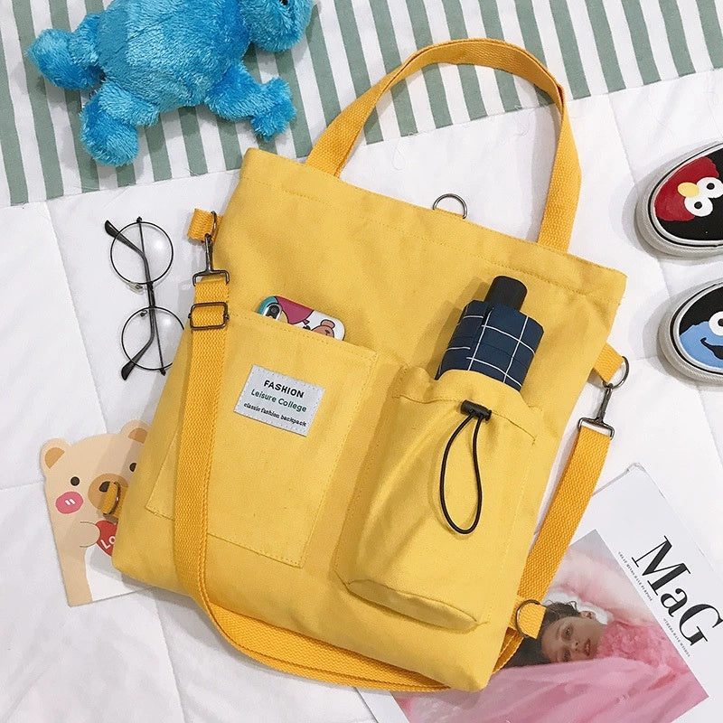 Bolsa Canvas Harajuku – Mochila Escolar con Bolsillos para Mujer