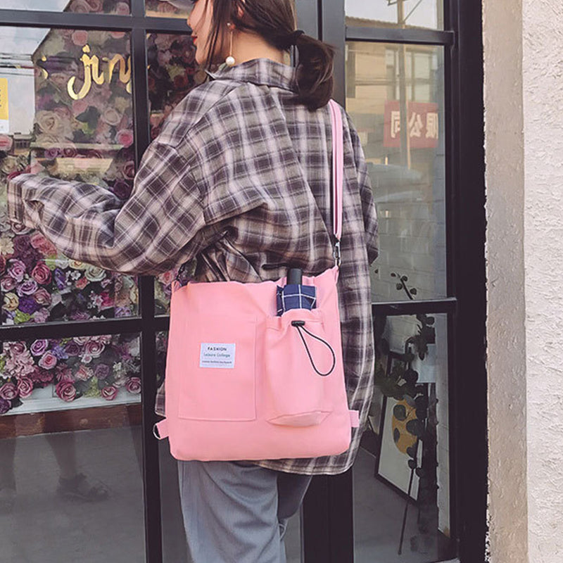 Bolsa Canvas Harajuku – Mochila Escolar con Bolsillos para Mujer