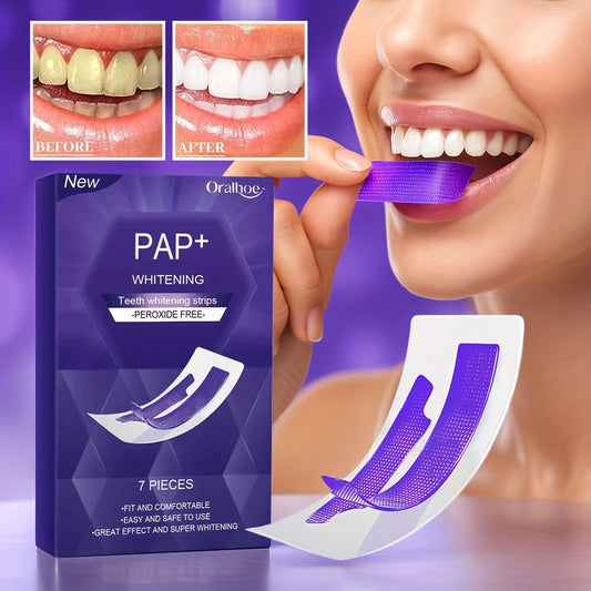 Tiras Blanqueadoras Dentales Moradas – Aplicación en Seco