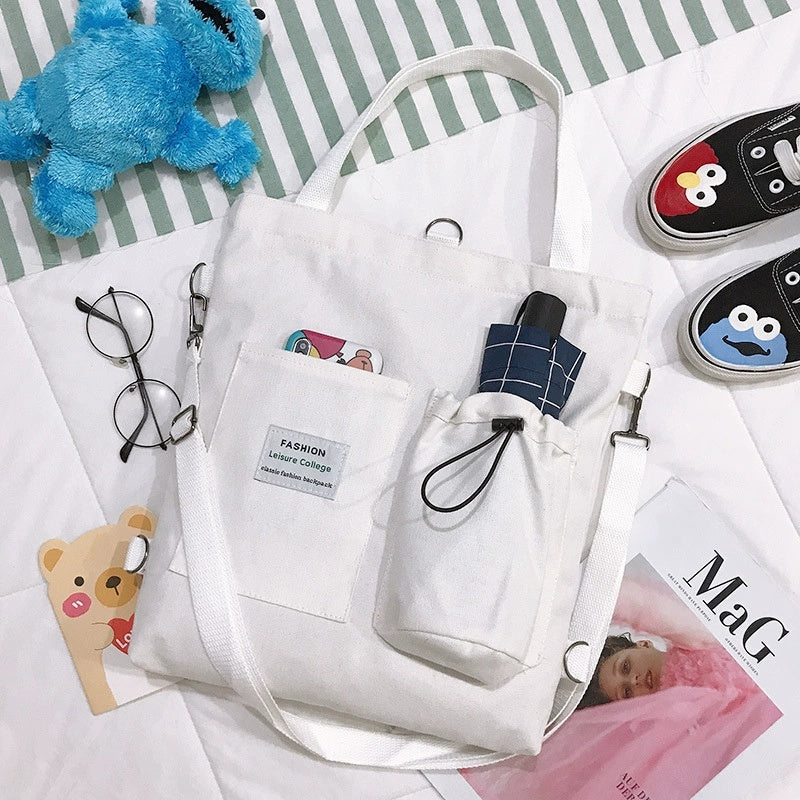 Bolsa Canvas Harajuku – Mochila Escolar con Bolsillos para Mujer